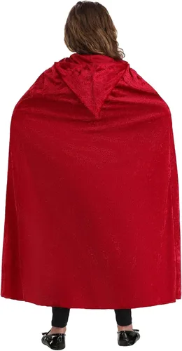 Vista 4 de Capa de terciopelo rojo con capucha para niños Capas de disfraz