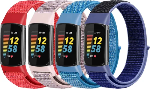 Vista 8 de Compatible con Fitbit Charge 5 bandas para mujeres y hombres, correa deportiva de nailon suave y transpirable con velcro para Fitbit Charge 5