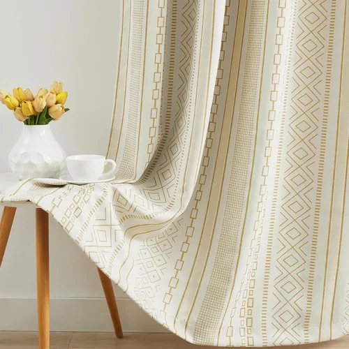 Vista 10 de Melodieux Cortinas bohemias 80% opacas de 63 pulgadas de largo para dormitorio, sala de estar, oscurecimiento de sala de estar, cortinas