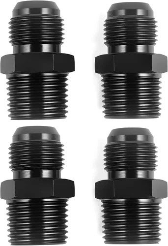 Vista 10 de 4AN macho a 1/8NPT adaptador de unión recta de conector de tubería de aluminio negro 4 piezas