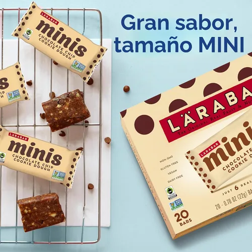 Vista 3 de Larabar - Mini barras de masa de galletas con chispas de chocolate, barra vegana de frutas y nueces sin gluten, barras de 0.78 onzas, 20