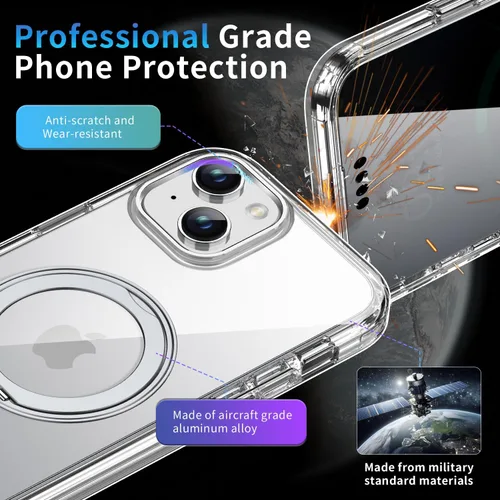 Vista 6 de Funda de privacidad para iPhone 13/iPhone 14 con soporte de 360° [protector de pantalla antiespía integrado] [compatible con MagSafe]