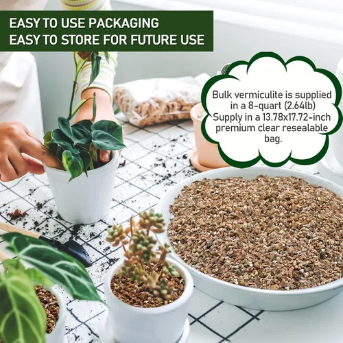 Vista 5 de Vermiculita hortícola de 8 cuartos a granel, vermiculita orgánica para plantas, vermiculita de grado curso para jardinería, plantas