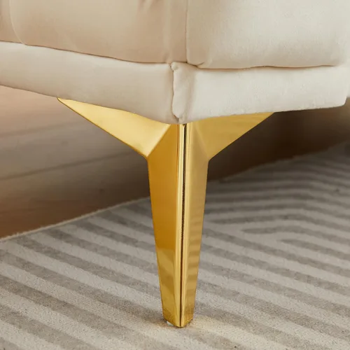 Vista 7 de KEIKI Sofá Chesterfield de terciopelo de lujo extragrande de 61 pulgadas con 2 almohadas, estilo mediados de siglo, sofá de 2 plazas con botones