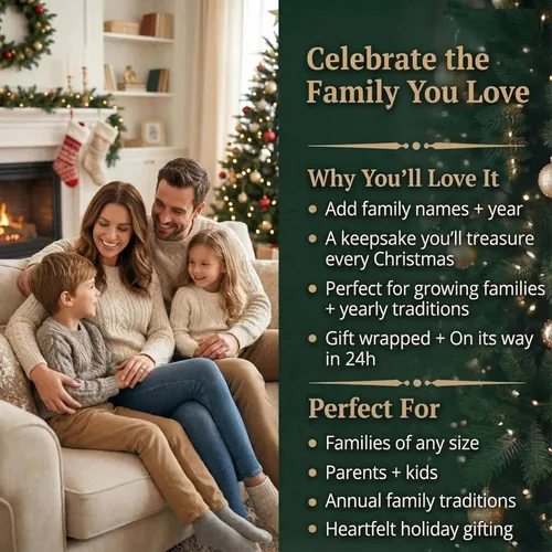 Vista 8 de Adorno personalizado de familia de 3 2025 Personalización gratuita las 24 horas Adornos de Navidad de oso negro para árbol Recuerdo