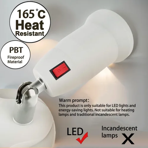 Vista 4 de Adaptador de enchufe divisor E26/E27 ajustable de 360° para bombillas LED estándar (paquete de 2)