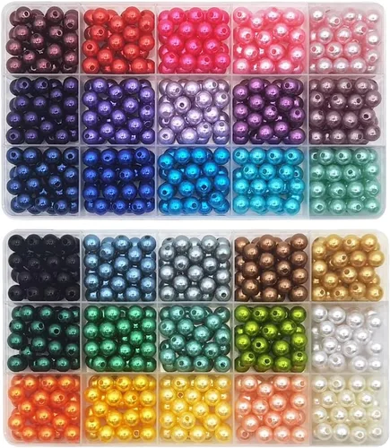 Vista 9 de Inspirelle 5400 piezas Cuentas de perlas de 4 mm 30 colores Cuentas de plástico para hacer joyería y manualidades