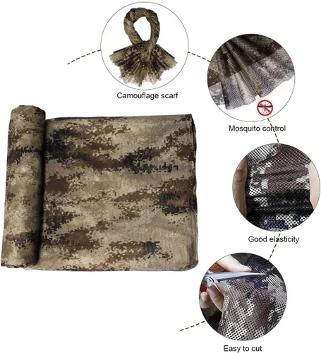 Vista 3 de WINWAY Malla silenciosa de camuflaje de arpillera 300D para caza, sombrilla de camping, ocultación, persianas de tiro Desierto digital