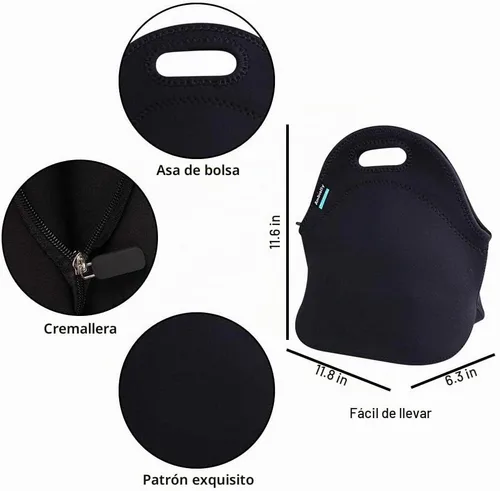 Vista 9 de Nevera de neopreno de Ambielly. Nevera con aislamiento para guardar la comida en un viaje, Negro