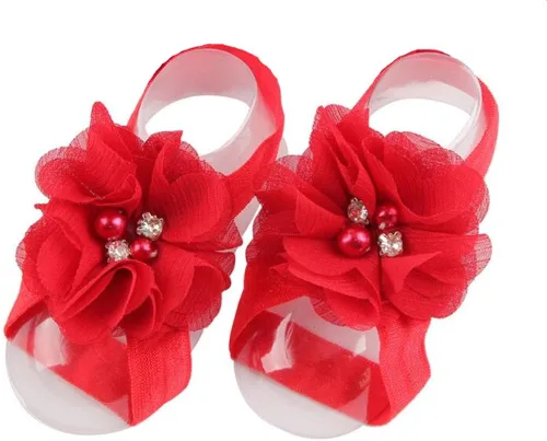 Vista 8 de Toptim Sandalias descalzos para bebé niña con flores para niños pequeños