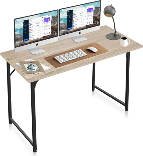 Vista 2 de Escritorio para computadora de oficina de 32 pulgadas, pequeño, moderno, estilo simple, mesa de trabajo de madera para escribir, mesa de trabajo