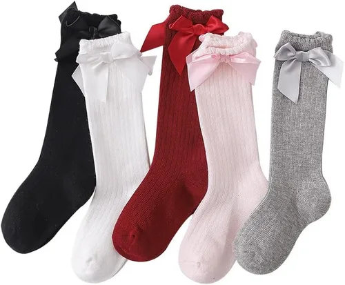 Vista 5 de QandSweat - Calcetines altos hasta la rodilla para niñas de 0 a 8 años