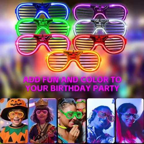 Vista 7 de Paquete de 42 lentes LED, 7 colores neón (2 nuevos colores neón añadidos), suministros de fiesta que brillan en la oscuridad, recuerdos para niños