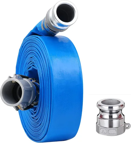 Vista 8 de Manguera de descarga plana de PVC de 1 pulgada x 50 pies con accesorios de aluminio Camlock C y E, montaje de bloqueo de leva, conjunto de manguera