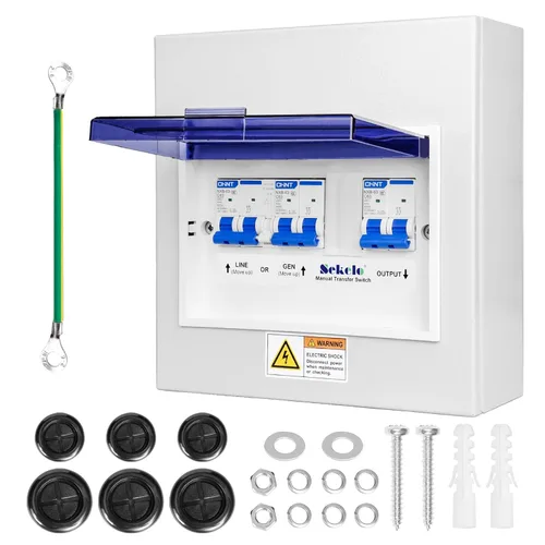 Vista 9 de Interruptor de Transferencia de Generador de 100A, Interruptor de Seguridad Universal de Doble Tiro de 24000W, Interruptor de Transferencia Manual