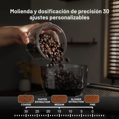 Vista 2 de Gevi Máquina de café expreso de 20 barras con molinillo integrado y espumador de leche, cafetera profesional para el hogar, capuchino, café