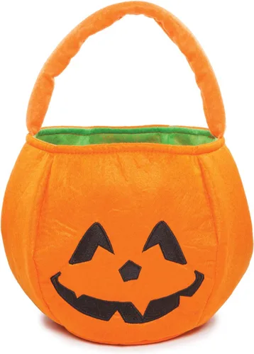 Vista 4 de Halloween Trick or Treat Bucket Bag Nombre personalizado bordado en cesta de dulces de felpa para niños