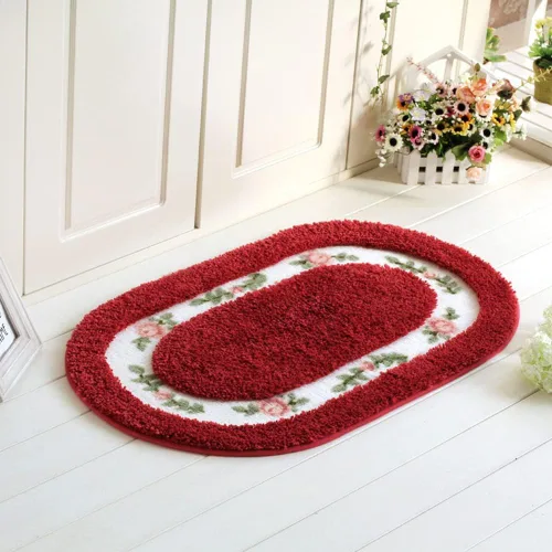Vista 14 de vctops Elegante tapete de baño con diseño de rosas y flores, tapete de bienvenida para cocina, suave, antideslizante, absorbente, color rosa, 31 x