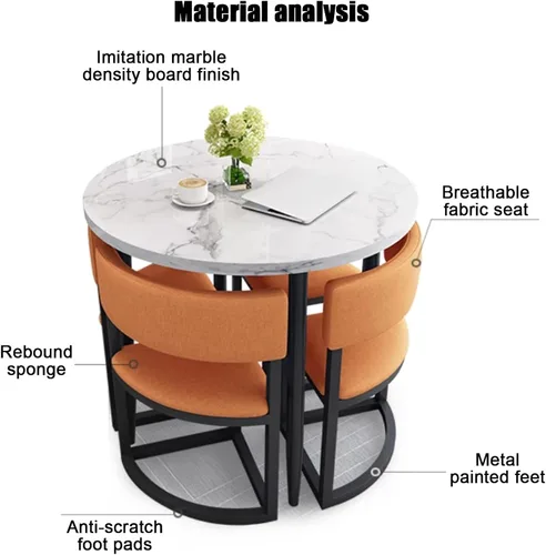 Vista 2 de YVYKFZD Office Reception Room Club Table and Chair Set, Round Conference Table, Simple Coffee Kitchen Dining Table Set, Business Conference Room
