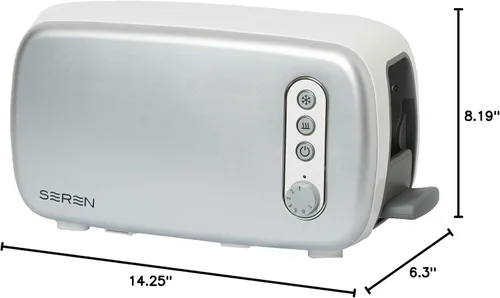 Vista 3 de BergHOFF Seren - Tostadora de carga lateral con exterior Cool Touch y bandeja extraíble para migas con panel frontal plateado, uso como bandeja
