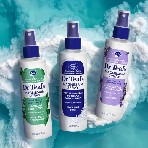 Vista 7 de Dr Teal's Spray tópico de magnesio con sal natural del mar muerto, sin fragancia, 8 onzas líquidas (paquete de 2)