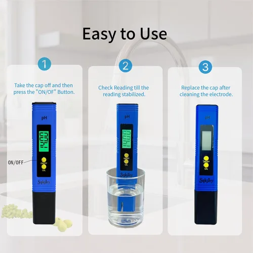 Vista 4 de Medidor de pH para agua, probador digital hidropónico, 0.01, tamaño de bolsillo de alta precisión con rango de medición de 0-14, pH arriba y abajo