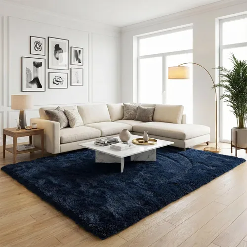 Vista 14 de Alfombra suave y esponjosa para dormitorio, alfombra de felpa lanuda de 7 x 10, alfombra antideslizante y mullida para sala de estar, habitación