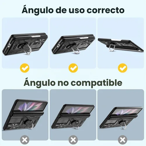 Vista 7 de Caka - Funda para Samsung Galaxy Z Fold 3 con soporte y cubierta para lente de cámara