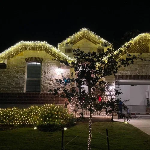 Vista 4 de Luces LED de malla para exteriores, 8 modos, 200 LED, de 6.6 x 9.8 pies (2.01 x 2.99 m), luces de red de Navidad para dormitorio, árboles