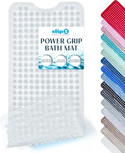 Vista 20 de SlipX Solutions - Tapete extralargo y de fuerte agarre para tina y ducha, para adultos mayores y niños, 39x16 pulgadas, antideslizante, agujeros