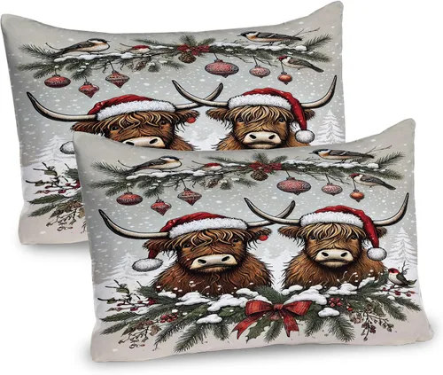 Vista 66 de Lunarable Juego de 2 fundas para almohada de otoño, tema vintage otoñal con estilo granja, ilustración de flores silvestres, artículo de cama