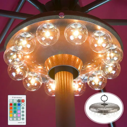 Vista 9 de LUXSWAY Luz de sombrilla de patio que cambia de color, funciona con pilas, color blanco