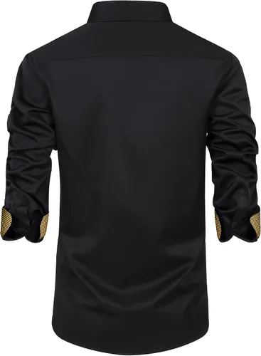 Vista 2 de Camisas de vestir para hombre, camisas de vestir de manga larga para hombre, camisas casuales con botones para fiesta, camisas de vestir grandes