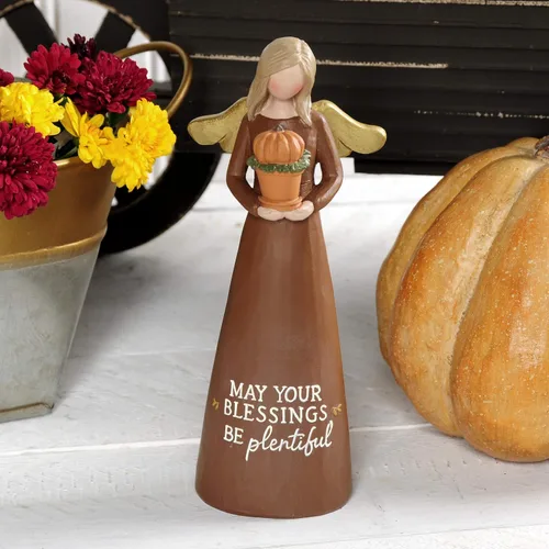 Vista 2 de Blossom Bucket Fall Angel - Figura de mesa de resina de 6 pulgadas (Blessings Be Plentiful)