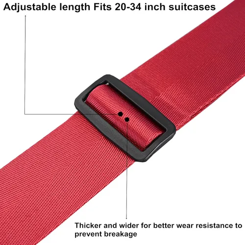 Vista 5 de Correas cruzadas de equipaje para maletas de 20-34 pulgadas Correa de equipaje cruzada Correas de equipaje extra largas para maletas grandes (rojo)