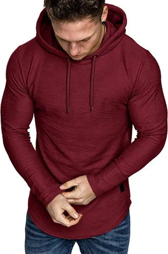 Vista 3 de Moderna sudadera deportiva de vellón con capucha, para hombres, jersey de lana unicolor sin botones.