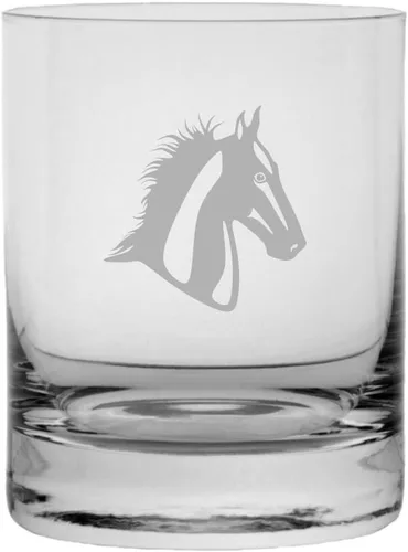 Vista 32 de Abaco Barb - Vaso de whisky con temática de caballo grabado (10.25 onzas)