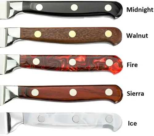 Vista 5 de Lamson Cuchillo Santoku de mango de fuego forjado Premier de 7 "con borde Kullenschliff (festoneado)