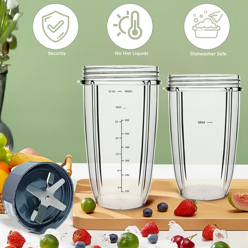 Vista 3 de PODCAY Piezas de repuesto para licuadora Nutribullet, tazas de 32 onzas y 24 onzas con cuchilla extractora de repuesto, compatible con licuadoras