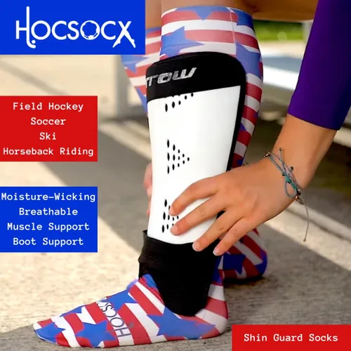 Vista 4 de Hocsocx Team USA Swirls Socks Performance Liner Protección que absorbe la humedad para hockey sobre césped, hockey sobre hielo y fútbol
