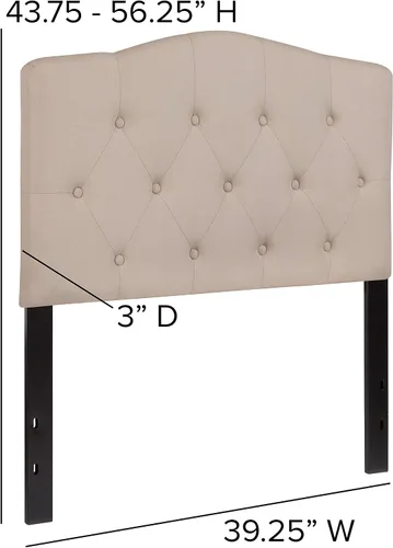 Vista 2 de Flash Furniture Cambridge - Cabecera tapizada capitoné tamaño individual en tela beige