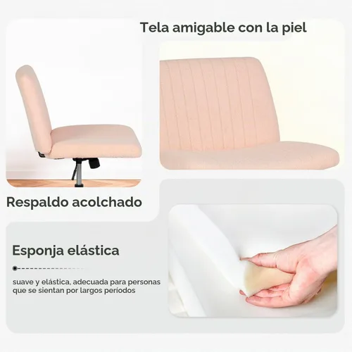 Vista 6 de PayLessHere Silla cruzada con ruedas Rosa Silla de escritorio sin brazos