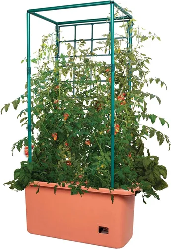 Vista 2 de Hydrofarm GCTR 10 Gal Sistema de Cultivo de Jardín de Tomate con Torre de Enrejado de 4 Pies con Ruedas para Enredaderas, Flores y Jardines