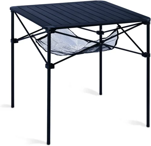 Vista 19 de iClimb Alu ligero y estable. Mesa cuadrada plegable enrollable con bolsa de transporte para camping, picnic, patio trasero, barbacoa, campamento