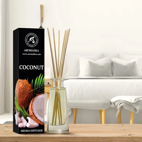 Vista 3 de Difusor de aroma de coco de 3.4 onzas líquidas (3.4 fl oz), difusor de junco, fragancia para habitación, fragancia para el hogar, ambientador