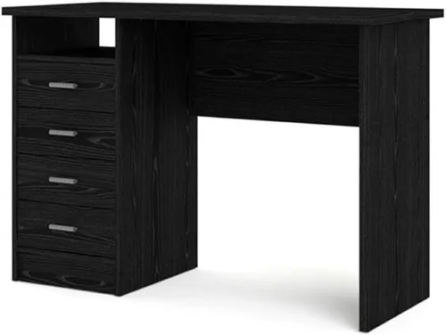 Vista 5 de Tvilum Escritorio con 4 cajones, grano de madera negro