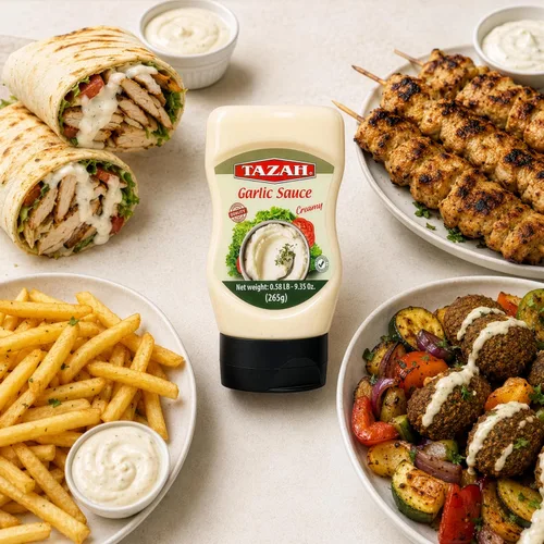 Vista 5 de TAZAH - Salsa cremosa de ajo, botella exprimible, 9.35 oz (265 g), paquete