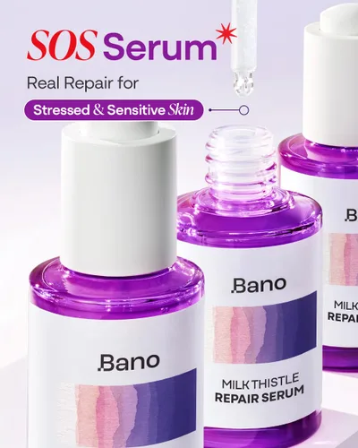 Vista 7 de Bano Suero reparador de cardo mariano para pieles sensibles y propensas al enrojecimiento, calmante y reparación de barreras, hidratante, de rápida