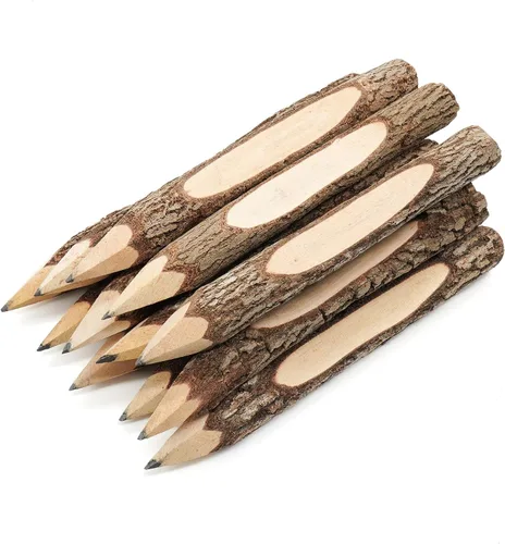 Vista 13 de BSIRI Paquete de 12 lápices de madera negra de 3 pulgadas con diseño de corteza de árbol en lápices de ramitas rústicas de madera, regalos únicos