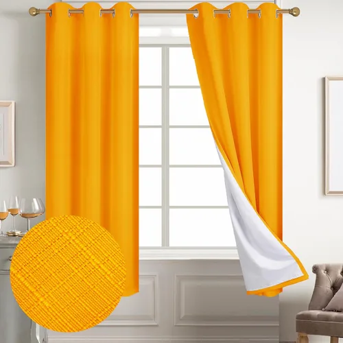 Vista 79 de Diraysid Cortinas 100% opacas de lino beige para dormitorio, con ojales, aislamiento térmico, cortinas de oscurecimiento de habitación